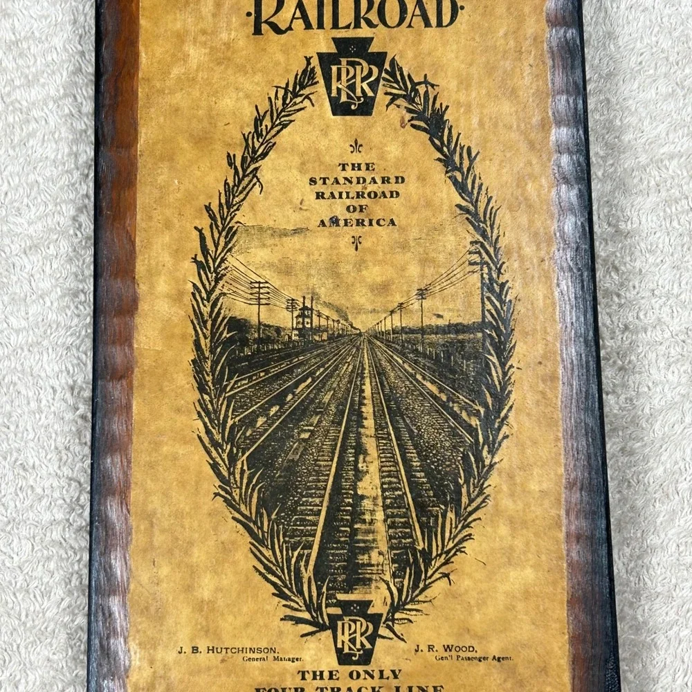 Vintage Pennsylvania Railroad Wood Plaque Walter E Lee Train Decor New York City